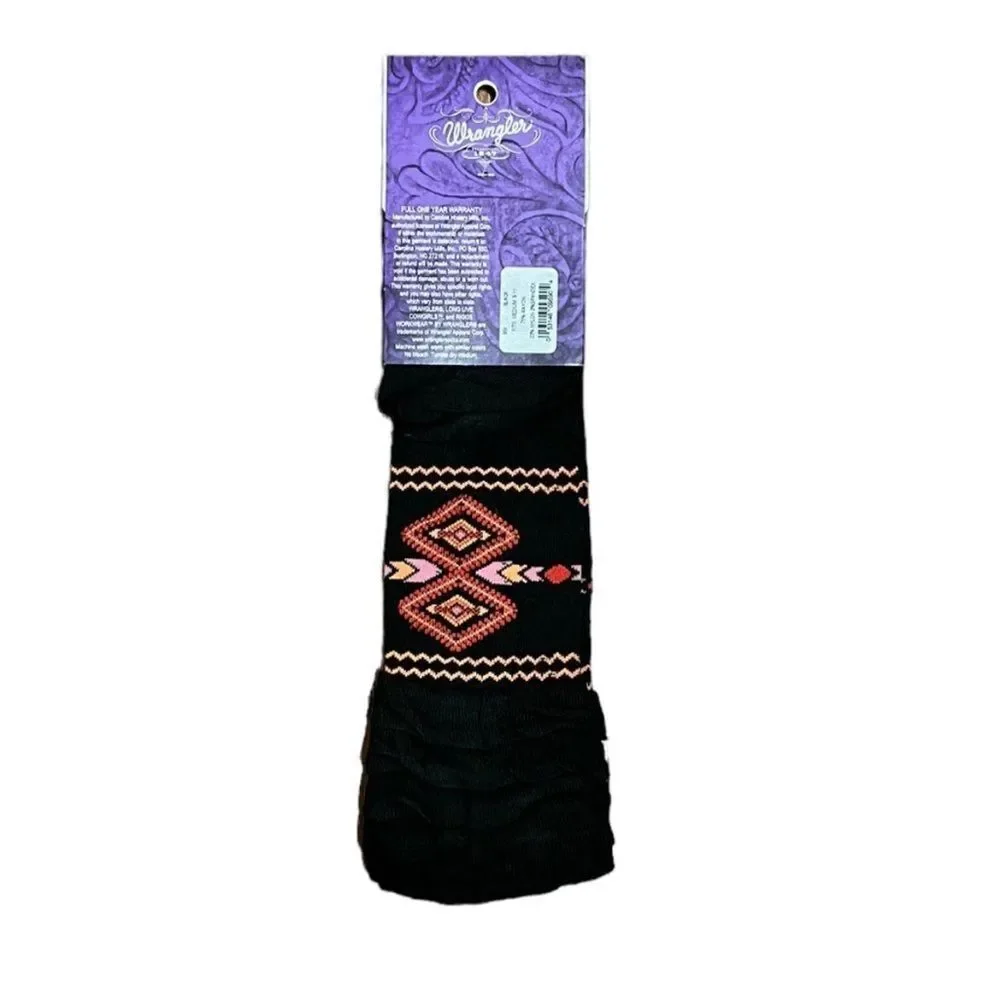 Wrangler Aztec Print Black Boot Socks,‎ NWT